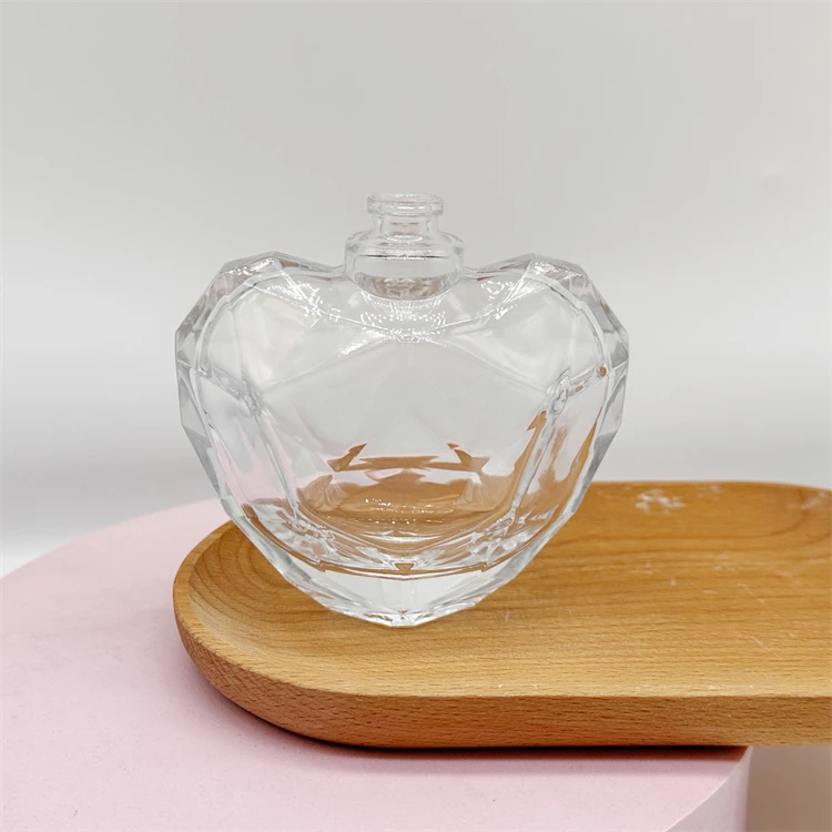 100ml Transparent heart shaped logo size custom perfume glass spray bottles