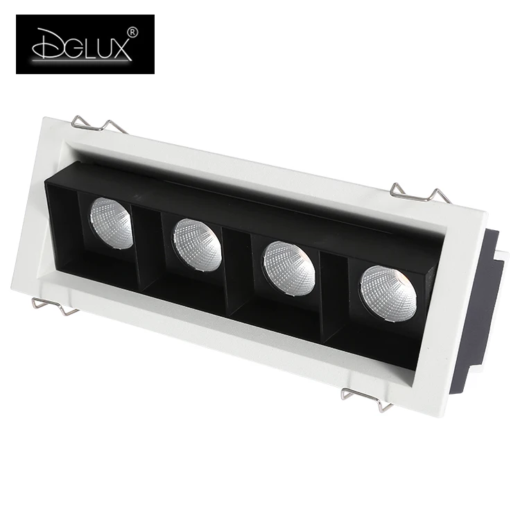 DGLUX интегрированный дизайн нижняя лампа для отеля торгового центра регулируемый встраиваемый алюминиевый COB 20 Вт Светодиодный светильник решетки