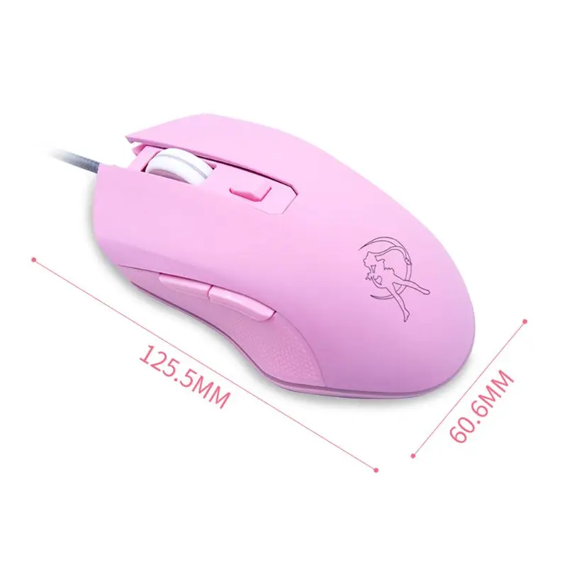 Colorful Optical Gaming Mice Ergonomic USB Wired 6 Buttons for PC Laptop Pink Office Mouse