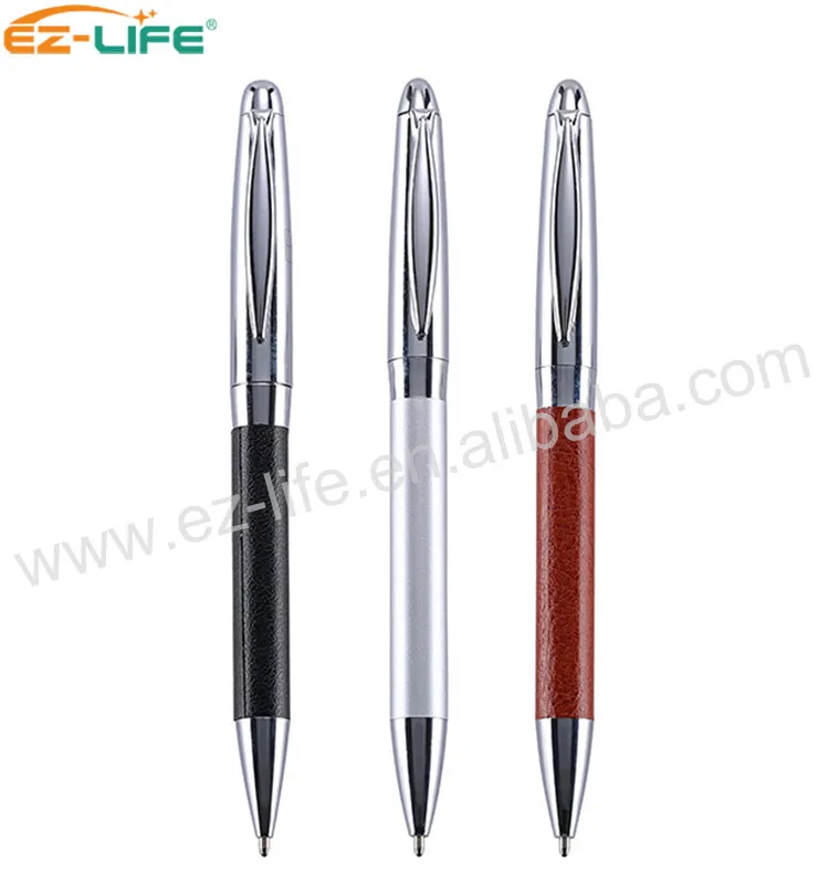 2021 Hot Selling Fine compact Leather ballpoint pen for gift with custom Logo