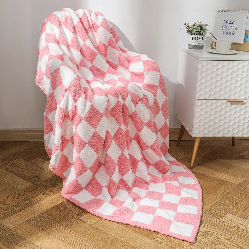 Nordic western fluffy Knitted Checkerboard  Other Blankets Soft Cozy Fuzzy Bed Best Gift Twin  Checkered Throw Blanket