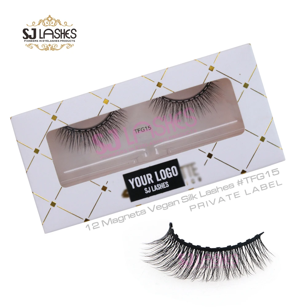 Private Label Wholesale Natural 3d Magnetic Lashes With Invisible Magnetic Band Magnetic Eyelashes Set False Eyeliner Eyelashes