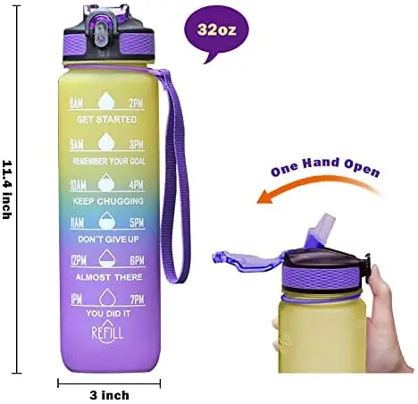 Factory direct sale SK tritan material bpa free 32oz motivational water bottle with time marker