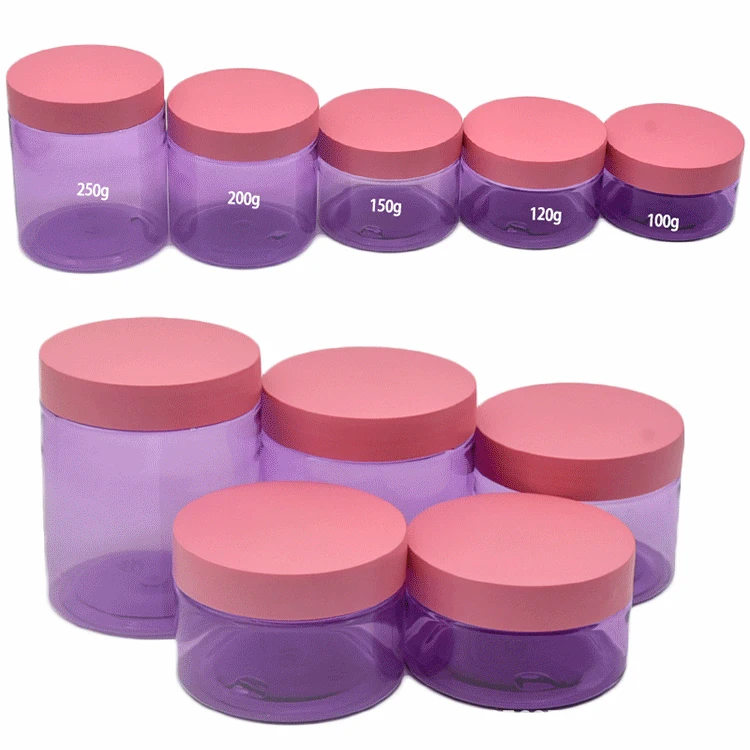100ml/120ml/150ml/200mlPET plastic Purple red empty jars for lotions and creams body eye cream jar  cosmetic face cream jars