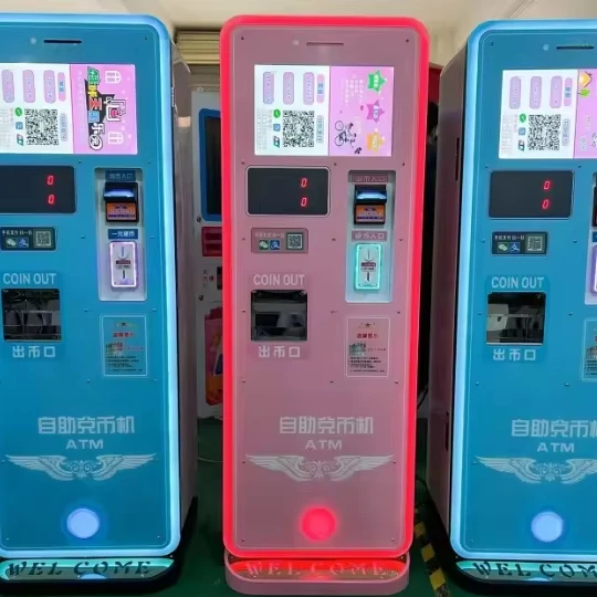 ATM token Exchange game Machines with bill and coin change token Vending Arcade LCD Machine