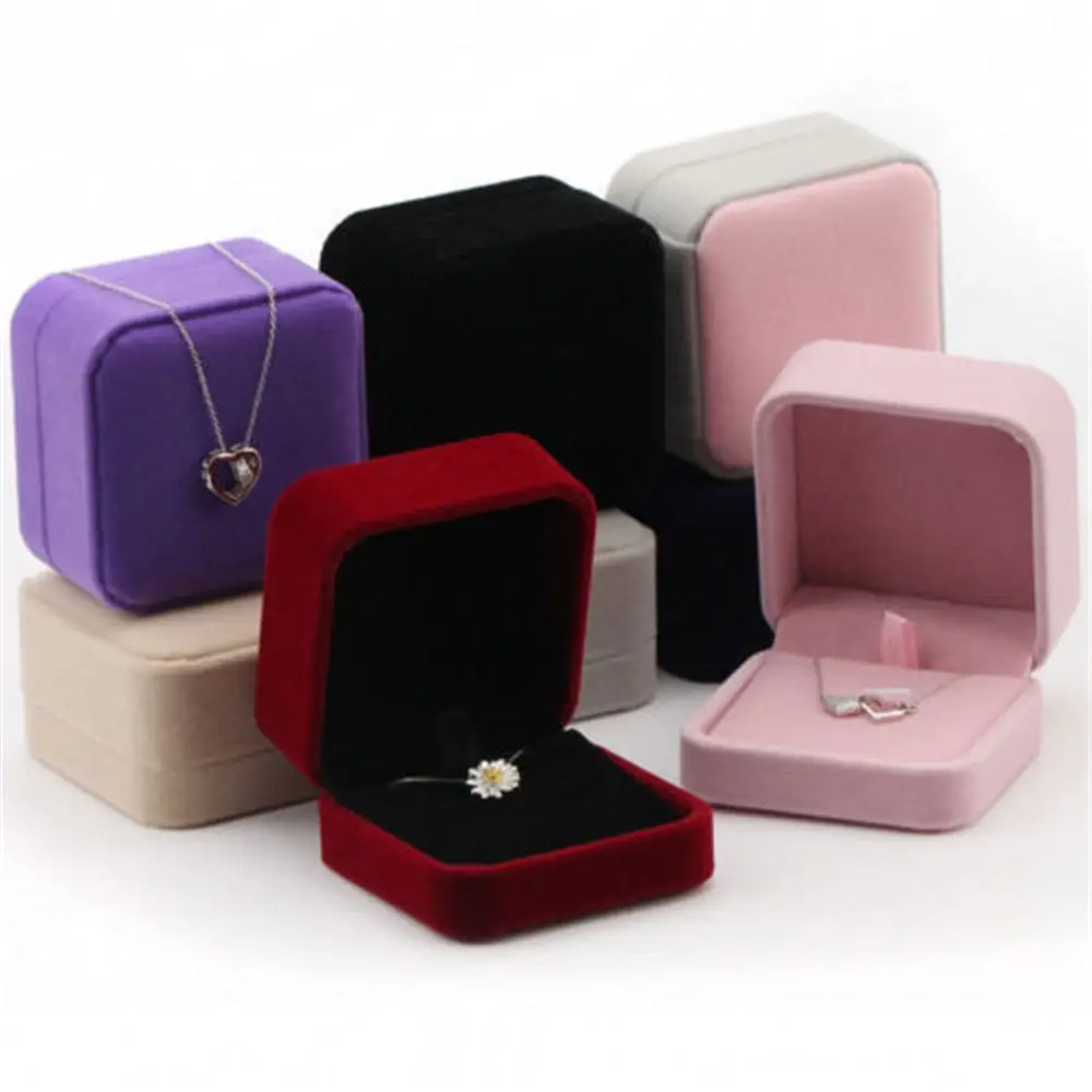 High Quality Jewelry Storage Boxes Presentation Necklace Pendant Jewelry Box Velvet Case Earrings Plastic Display Box