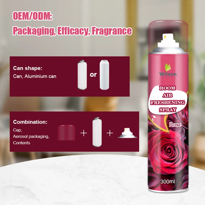 300ml Custom aerosol Bedding Deodorant home room spray Long Lasting Fragrance Eco-friendly Flower Cleaning Toilet Gel Stamp