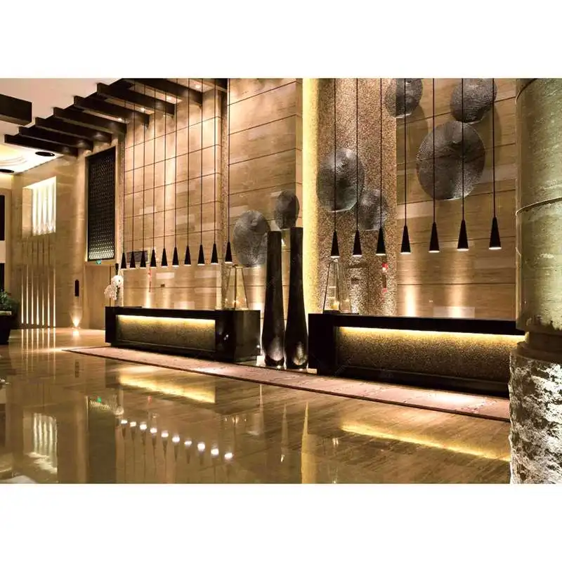 Custom Made L Shaped Front Desk High Gloss White Hotel Used Reception Desk for Office