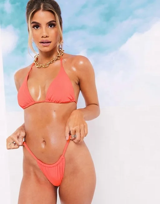 2020 Wholesale  Women Sexy Brazilian Strings High Rise Thong Bikini Micro Triangle 2 Piece Bikini Set