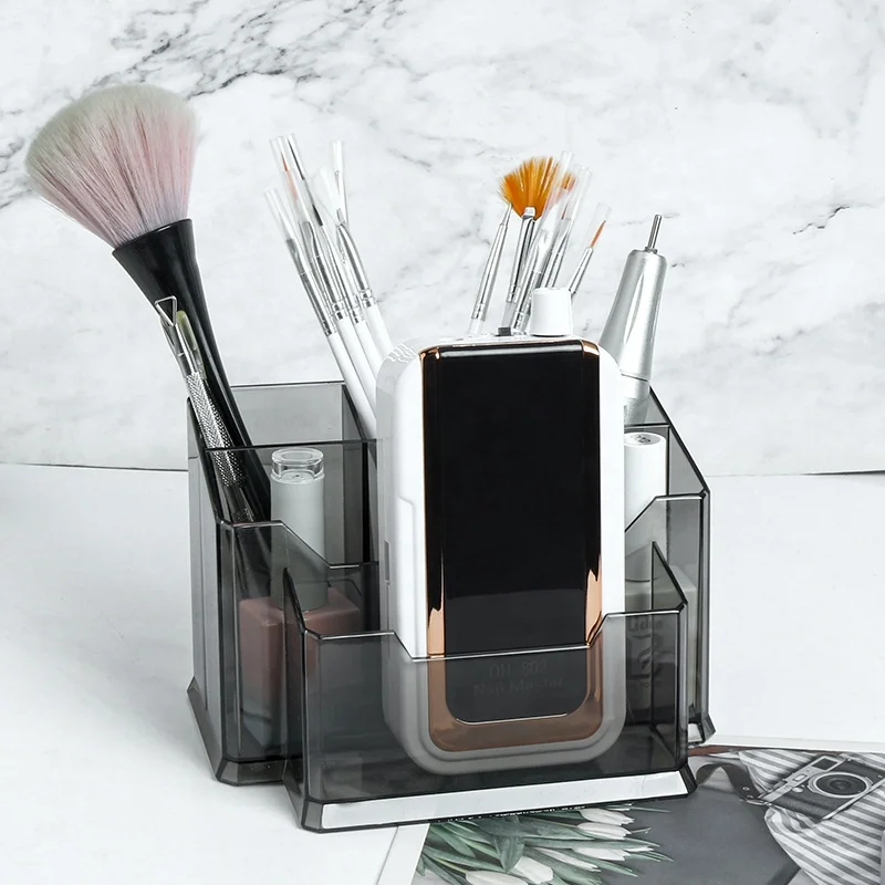 7 Grids Nail Art Tools Compartment Storage Box Transparent Plastic Nail Brush Tweezers Holder Box Nail Drill Machine Organizers