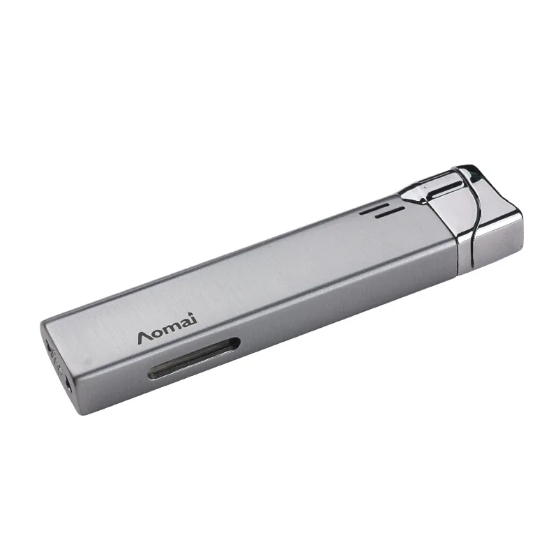Wholesale AOMAI brand butane jet lighters factory direct windproof CUSTOM LOGO gas refillable slim portable metal cigar lighter
