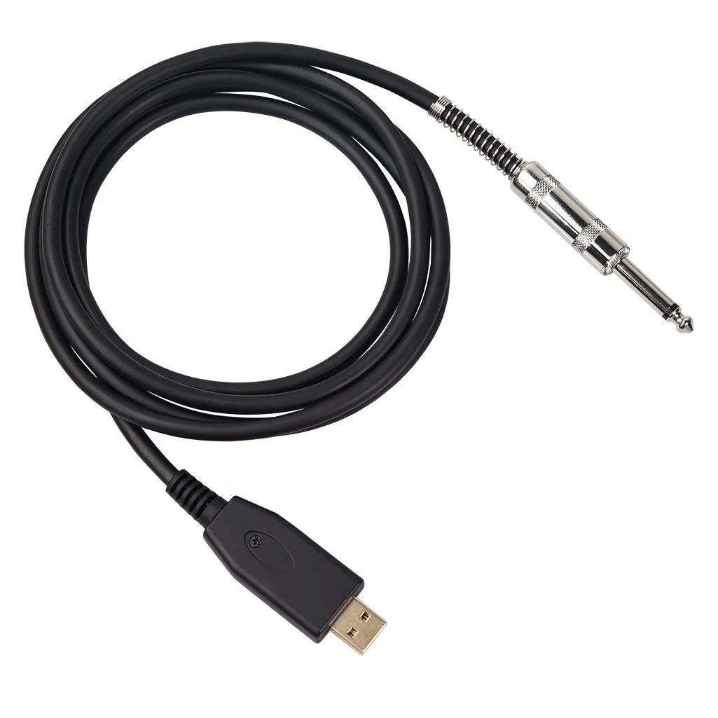 Professional 6.35mm mono jack  Guitar to PC USB Link Recording Cable Lead Adaptor