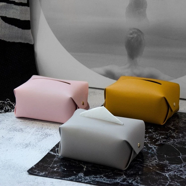 Home Table Tissue Dispenser Travel Baby Paper Container Cover Office Desktop Napkin Box Hotel Car Small Pu Leather Tissue Box