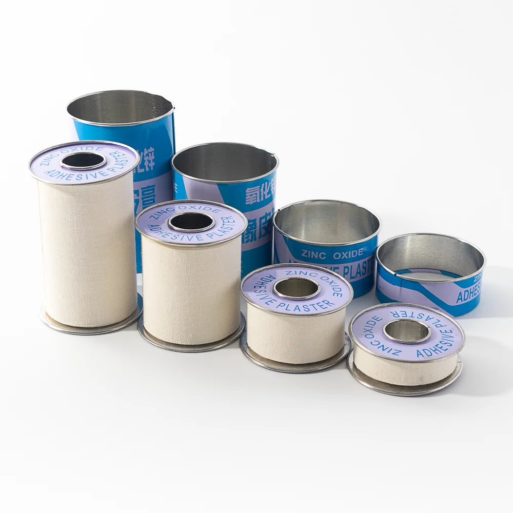 Custom Size 1.25x5cm Medical Tape Surgical Zinc Oxide Adhesive Plaster Zinc Oxide Adhesive Tape With Tinplate For Protection