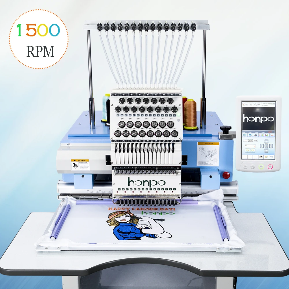 50% Discount honpo Single Head Embroidery Machine Computerized in China 1500 SPM for Hat Clothe Pant Embroidery
