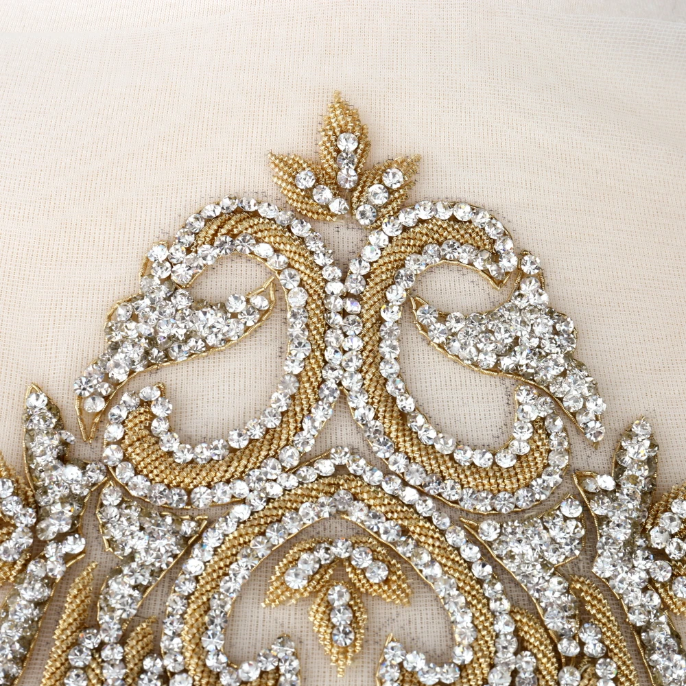 Wholesale bling bling crystal whole piece cover body lace patch rhinestone appliques