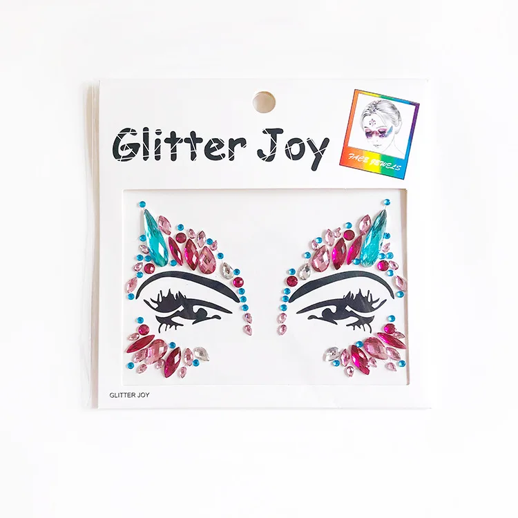 Factory Face Jewels Tattoo Rhinestone Shiny Black Diamond Sticker Rave Crystals Eyes Body Sticker for Festival Decoration