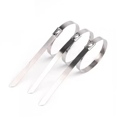 SS304 Stainless Steel Durable Self Locking PVC Coated  Cable Zip Tie Clips