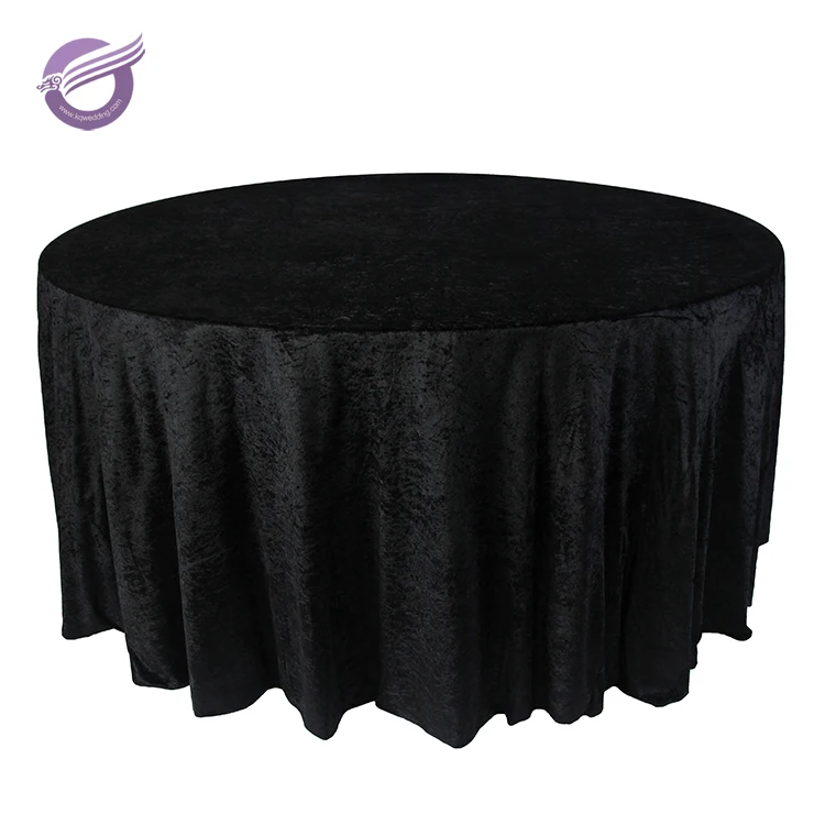 TP02431heat resistant banquet round black plain wedding velvet table cloth