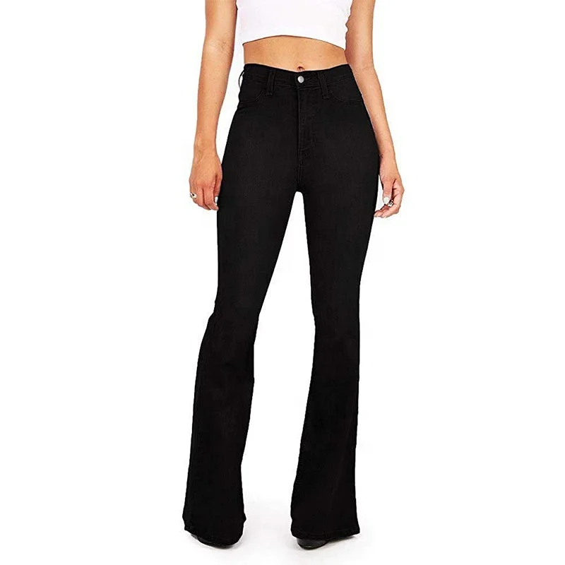  2020 fashion casual slim fit woman ladies jeans stretch high waist ripped skinny flare