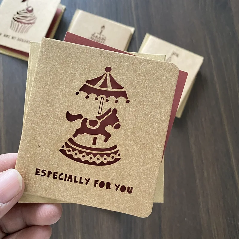 Wholesale business invitation greeting card gift envelope custom logo kraft paper envelope thank you card