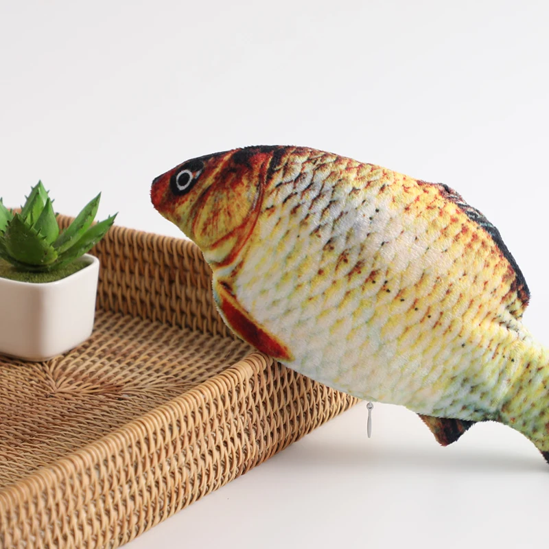 Dancing moving plush fish disk fish pet toy swinging fish cat mint toy