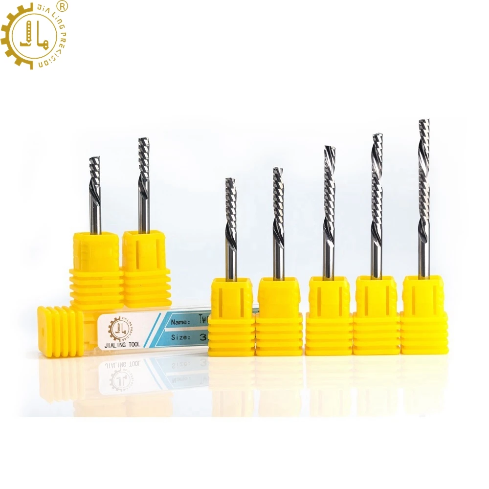 4 мм 6 мм Спираль Фрезы для контурной обработки 3,175 мм фрезы Резак спиральный твердосплавное гравировальное лезвие Одна Флейта вниз Отрежьте Концевая фреза