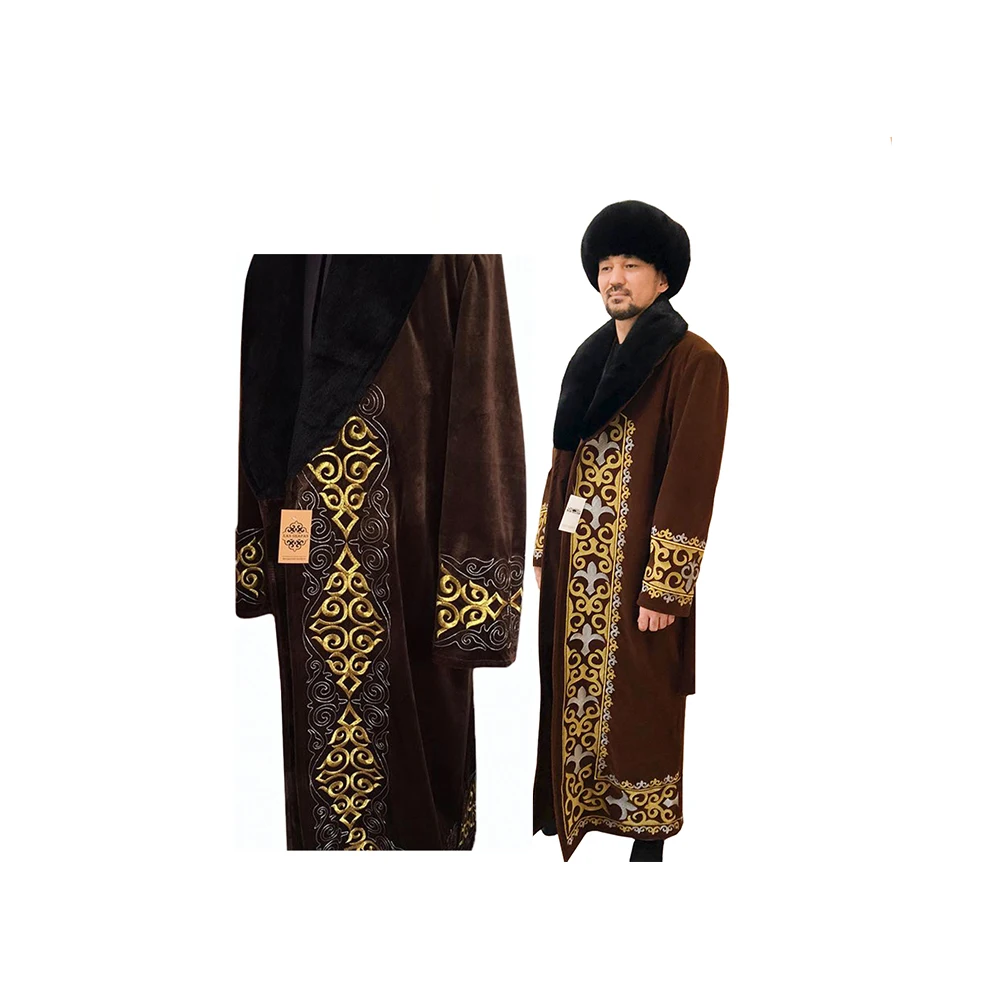 
Long Sleeve with Embroidered Ornament Fur Topcoat Chapan Clothes 