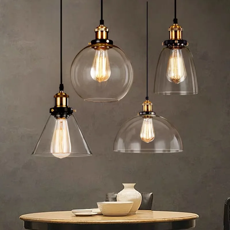 Amber Glass Retro Restaurant Pendant Lights E27 Led Nordic Glass Chandelier Circle Pendant Light Italian Light Chandelier