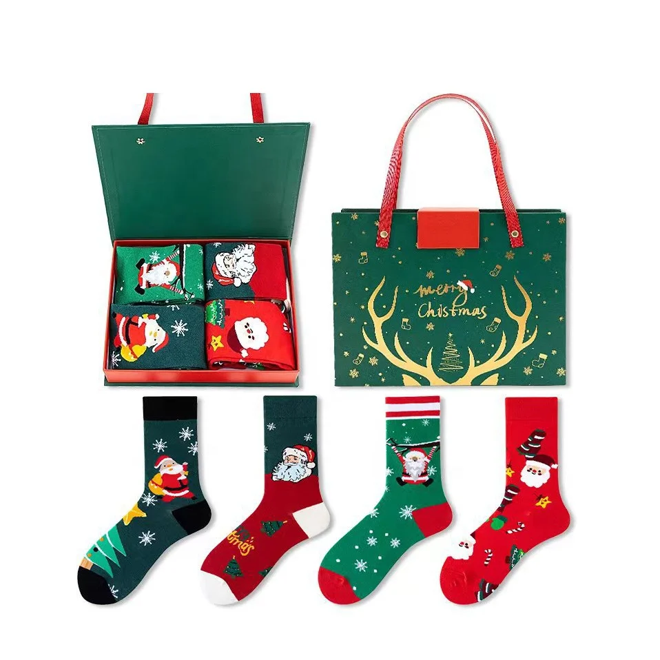Unisex Men Women Snowman Christmas Sock Soft Cotton Breathable Couple Gift Box Christmas Socks