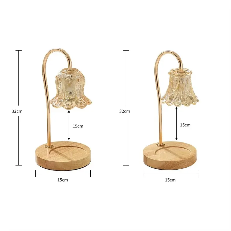 Electric Wax Melt Burner Glass Warmer Candle Lamp with Timer Romantic Night Light Heat Melting