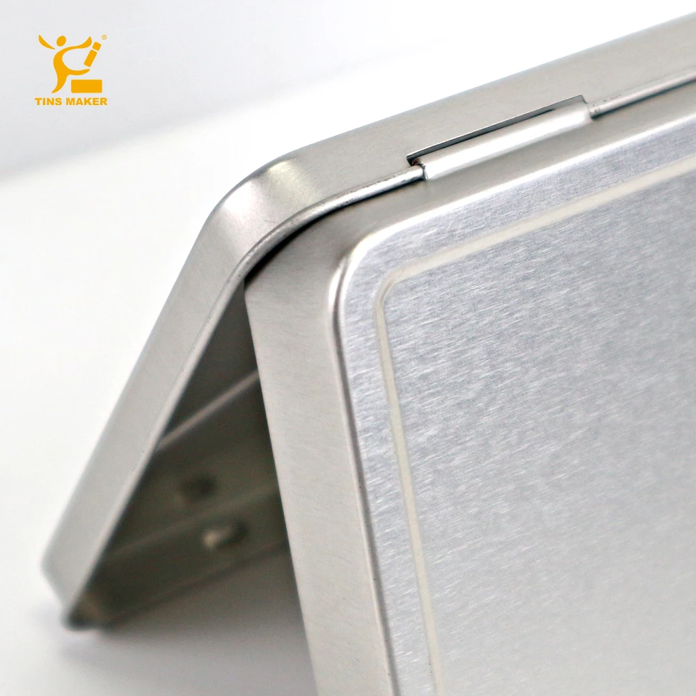 Customized Transparent window tin box with lid can print logo silver small rectangular candy tin box mint tin can
