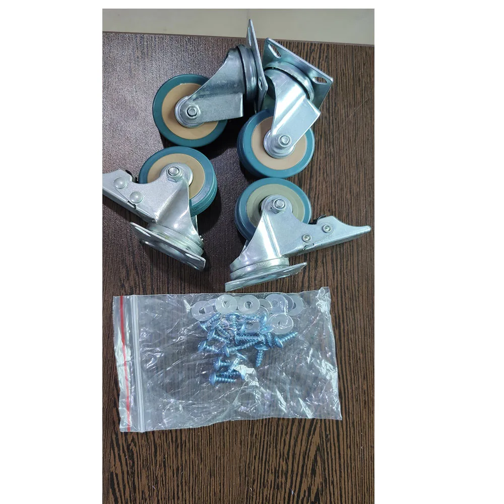 4pcs 50mm PVC Swivel Caster Wheels Trolley Furniture Caster With Brake