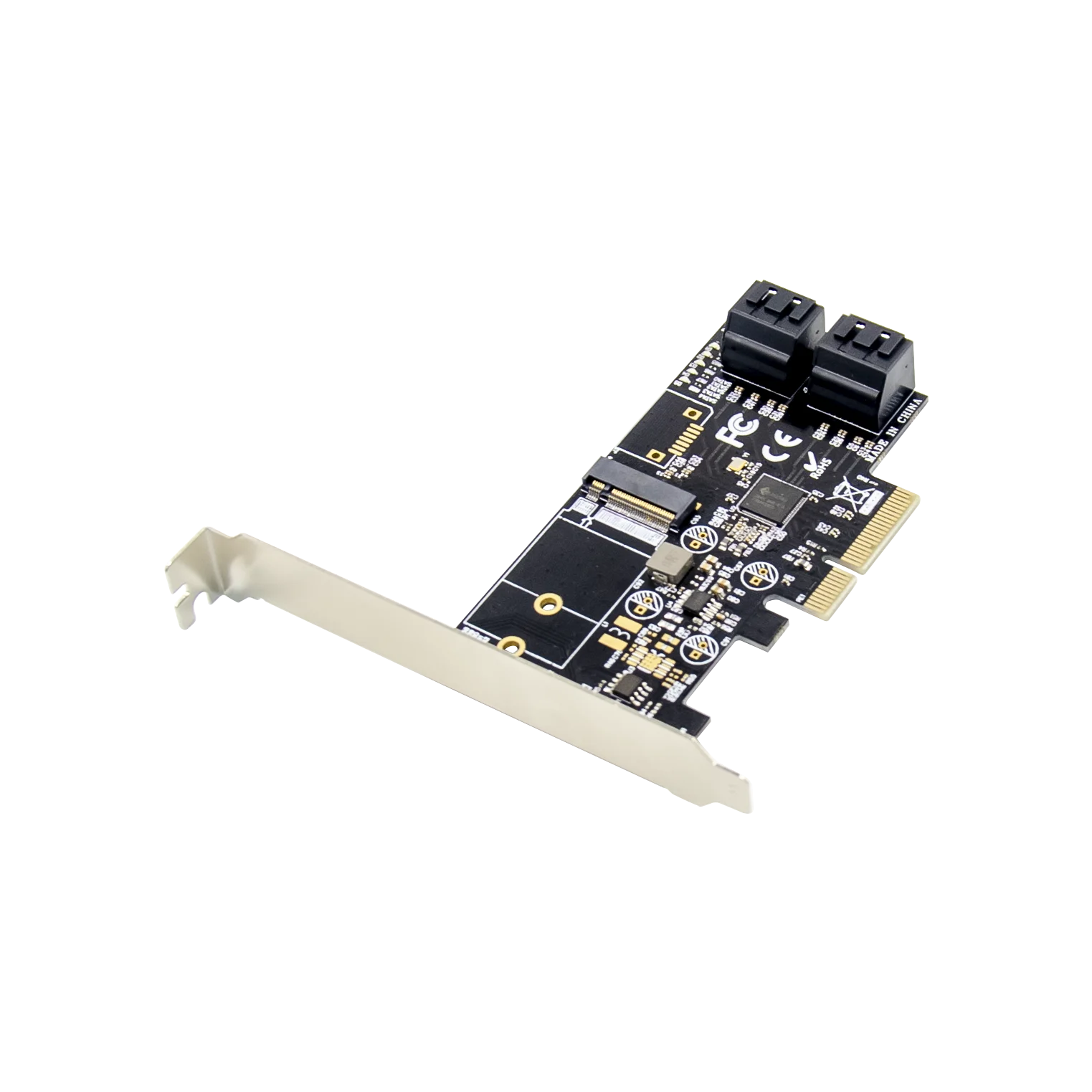 ST561 PCI-E SATA Expansion Card PCI-E X4 JMB585 SATA 3.0+MSATA Expansion Card