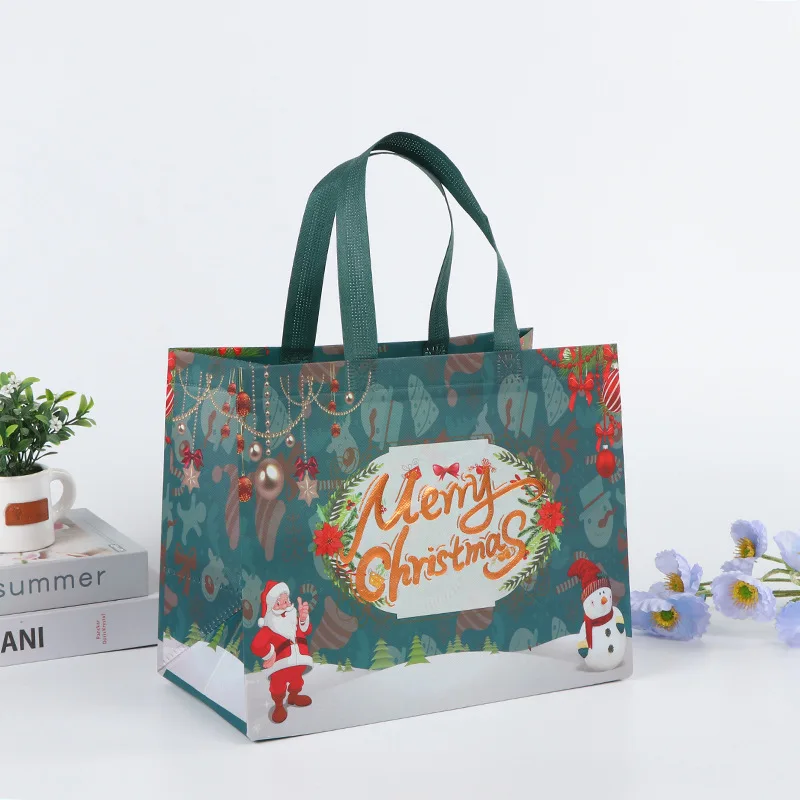 Christmas series reusable grocery eco friendly RPET non woven handled shopping pp woven bag