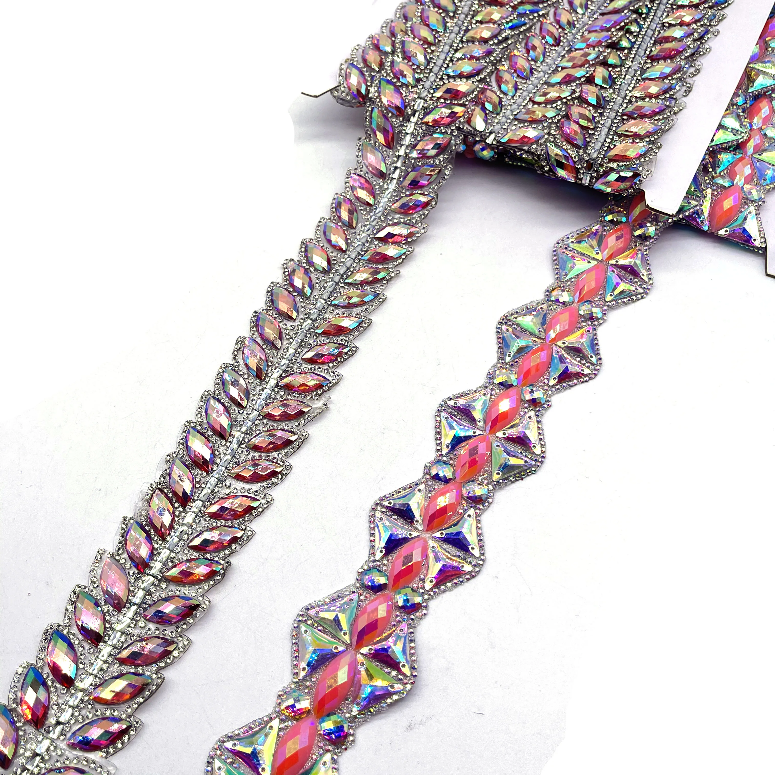 Hot fix Rhinestone Trim carnival designed costumes rhinestone heat transfer applique for Carnival Samba Dressing accessories