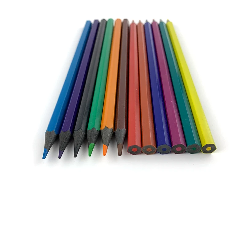 Chinese High Quality 12 Pieces 7 Inch Recycled Plastic Colour Pencil in Color Box