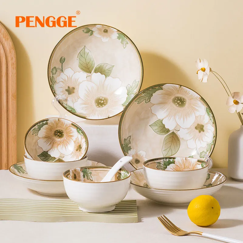 High Quality Bowl and Chopsticks Tableware Set Ceramic Household Bowl and Plate High Appearance Level Gift Dinner Set Gift Box