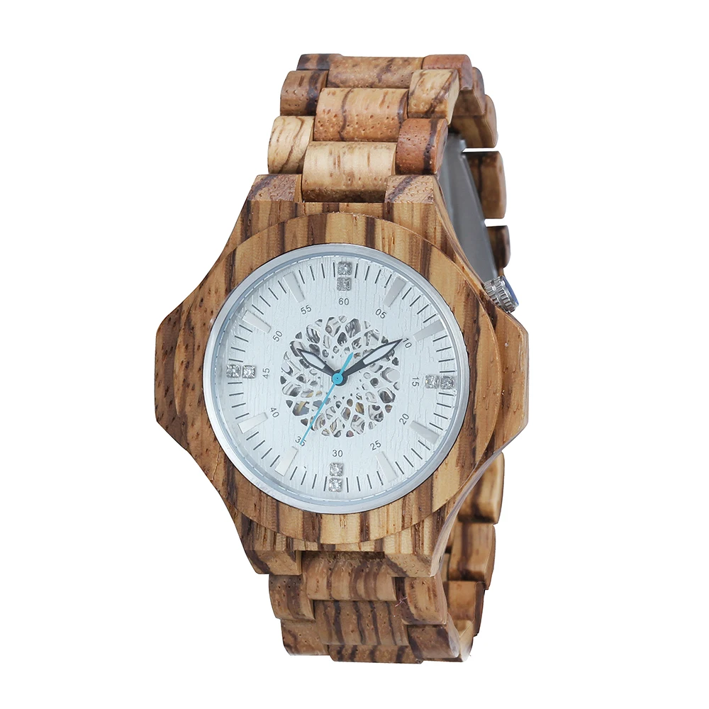 Luxury Wood Men Wooden Strap Mechanical Watch Natural 5 atm Waterproof Male Wrist Wooden Watch