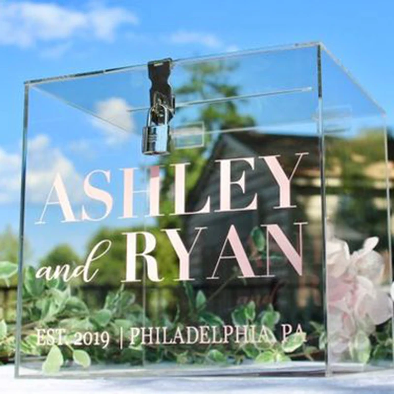 Personalized clear Acrylic Card Box,Wedding Card Box,Acrylic Wishing Well Box and Wedding Money Box