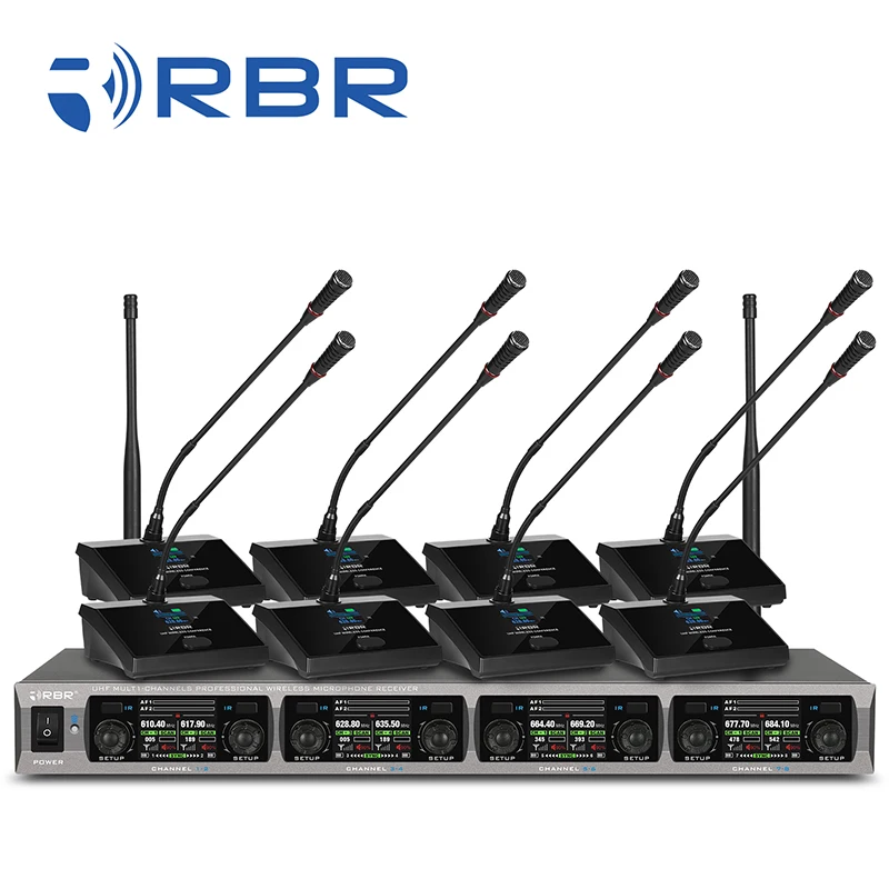 Multi channel bm7078 UHF 8 channel Gooseneck Conference Wireless Microphone System with 600 frequencies