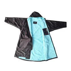 Unisex Swim Parka with Hood,Quick-Dry Wetsuit Changing Robe Waterproof, Warm Coat Surf Poncho for Water Sport, Beach & Pool