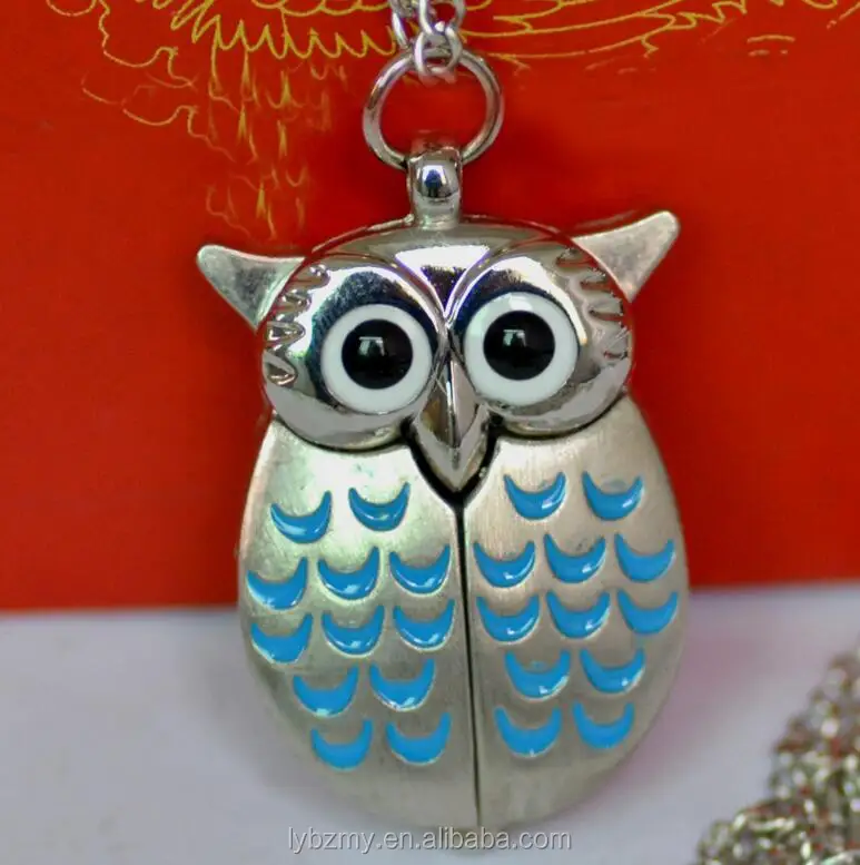 
Wholesale Small size classic OWL Bronze Dia 27MM Pocket watch vintage Toy Pocket watch with necklace Chain SP004 