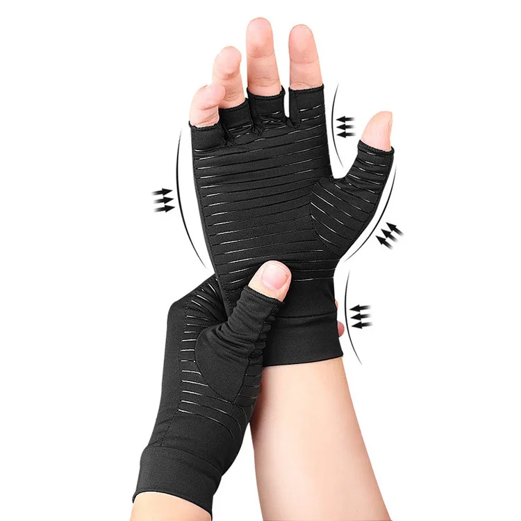 Nursing Rehabilitation Training Silicone Non-slip Outdoor Fitness Cycling Gloves Copper Fiber Pressure Half Finger Gloves