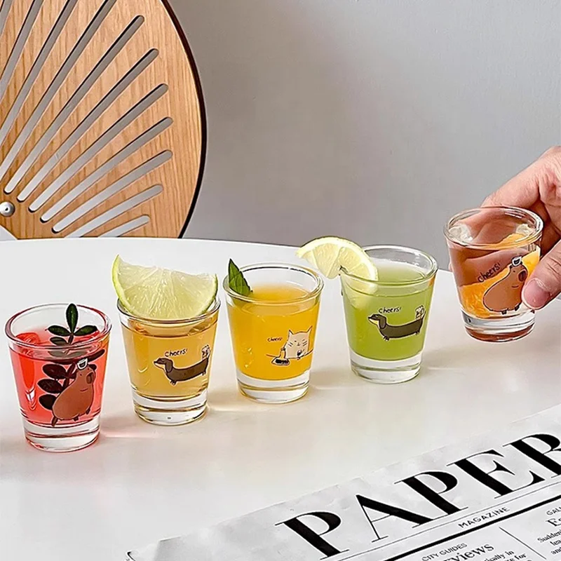 Original Cute Printed Shot Glass Custom Christmas Gifts 1.75oz 2 oz 3 oz 50ml Soju Cups Mini Tumbler Shot Glasses