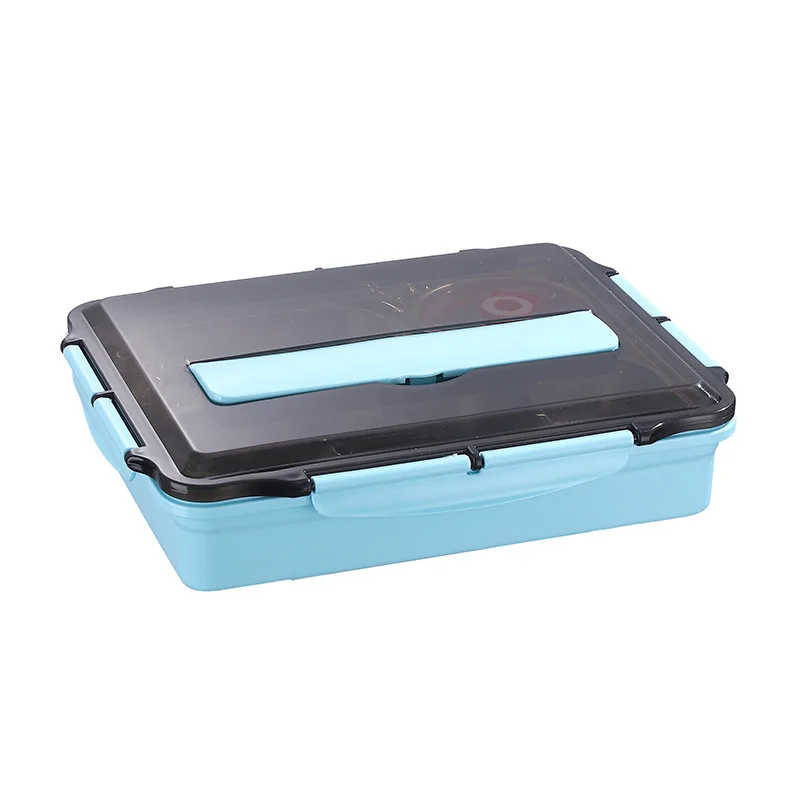 Office reusable lunch box stainless steel 4 compartments with bowl 1000ml portable outdoor insulation school lunch box