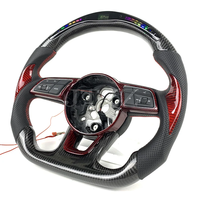 For Audi A5 A4 A3 S5 S4 S3 LED Display Sport Carbon Fiber Steering Wheel 2017 2018 2019 2021 2022 2023 2024