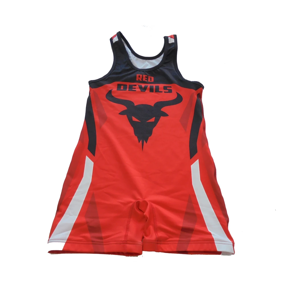 Dye sublimation standard high quality wrestling singlet custom team wear wrestling singlets