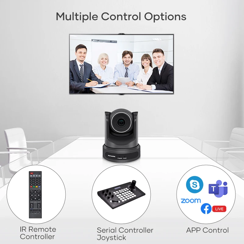  Rocware 1080P Ptz Camera For Broadcasting Education System Integration 1/2.8inch CMOS 10X 16X for conference system