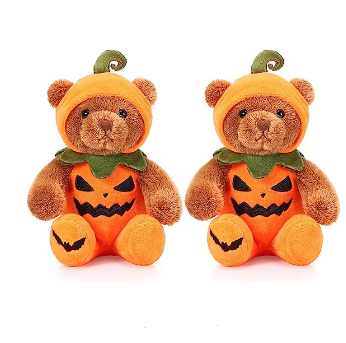 2 Pieces Halloween Bear Stuffed Animals Soft Plush Bear Toys in Halloween Theme Costume Cute Bear Plush Set for Boys Girls